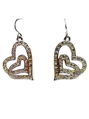 Ivana Trump Double Heart Rhinestone Crystal Earrings- Vintage (80s)